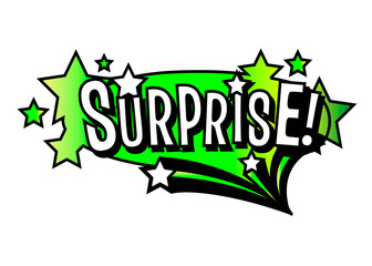 Bright vector SURPRISE speech bubble. Colorful emotional icon isolated on white background. Comic and cartoon style.