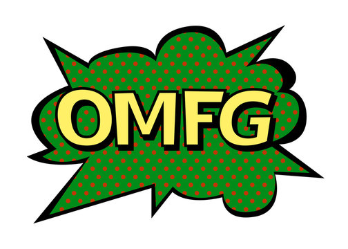Bright vector OMFG speech bubble. Colorful emotional icon isolated on white background. Comic and cartoon style.