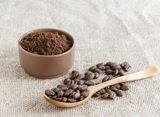 coffee beans and ground
