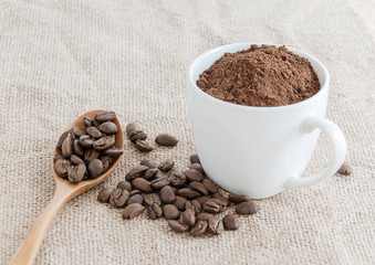 coffee beans and ground