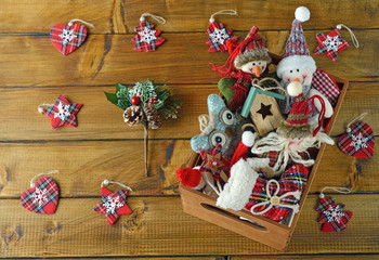 Christmas decorations in a box