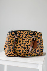 leopard print bag, womens bag, womens leather backpacks, leather handbag (vertically)