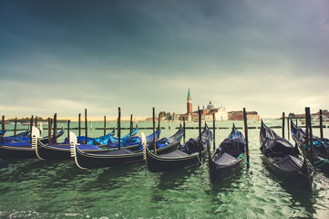 Fototapeta premium View from San Marco square to gondolas and San Giorgio Maggiore island