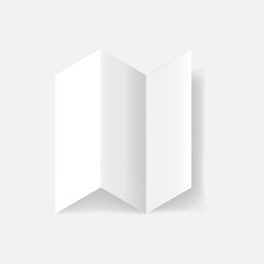 Z fold blank white booklet - trifold paper brochure, vector mockup