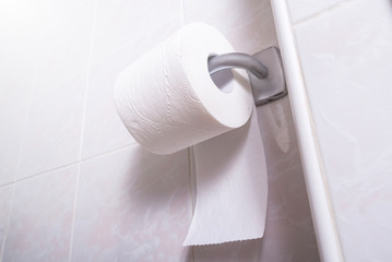 Roll of white soft toilet paper