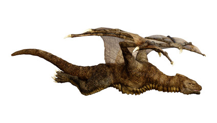 3D Rendering Fairy Tale Dragon on White