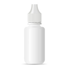 White medical eye dropper bottle container for medications. Glass vape juice drops jar for e liquid. Realistic 3d vector illustration design.