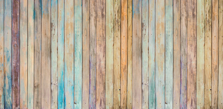Fototapeta many-coloured background of old wood plank