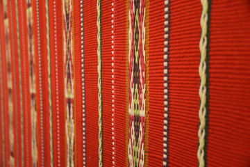Close up of traditional Andean textile designs. Arequipa, Peru