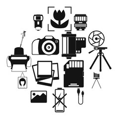Photography set icons in simple style for any design
