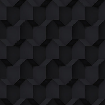 Volume realistic vector cubes texture, black geometric pattern, design dark background for you projects 