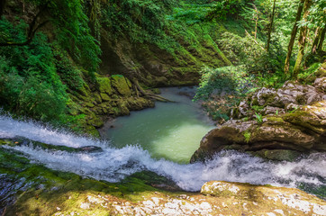 Beautiful waterfall in the forest, georgia