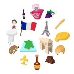 France cartoon icons set for web and mobile devices