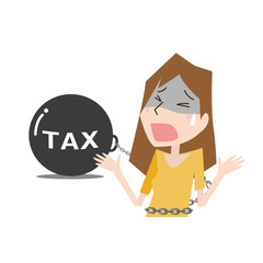 女性　税金　苦しい　鉄球　イメージ