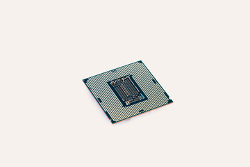 Computer engineering Microprocessor processor isolated on white background.