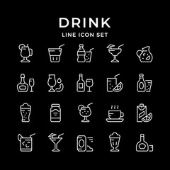Set line icons of drink
