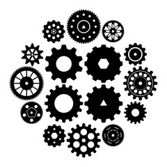 Gear icon set isolated on white background