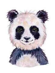 Naklejka premium Panda akwarela ilustracja na białym tle.