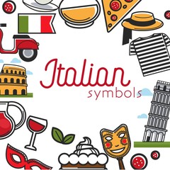 Italy sightseeing landmarks and famous travel attractions poster.