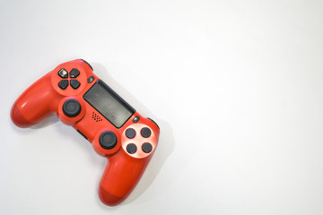 Computer game controller on light marble background. Gaming concept.