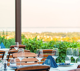 Nice restaurant with lake Balaton in the background