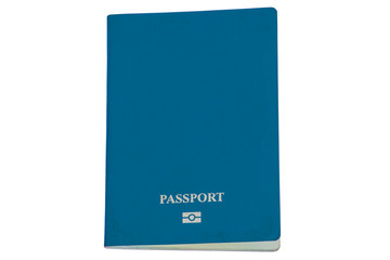 blue passport cover on a white background unmarked