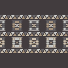 Ethnic boho seamless pattern. Embroidery on fabric. Traditional ornament. Tribal pattern. Folk motif. Can be used for wallpaper, textile, invitation card, wrapping, web page background.