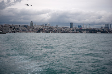 Fototapeta na wymiar Dramatic Day and Dreamy clouds at Istanbul Bosphorus