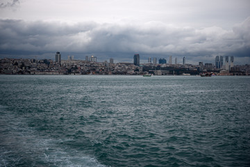 Naklejka premium Dramatic Day and Dreamy clouds at Istanbul Bosphorus
