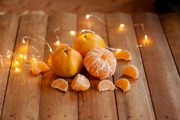 mandarins on wooden table