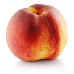Ripe whole peach fruit isolated on white background with clipping path. Full depth of field.