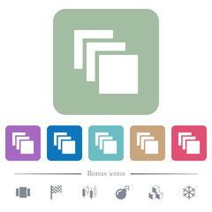 Multiple canvases flat icons on color rounded square backgrounds