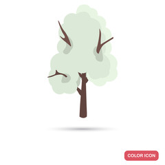 Snow covered tree color flat icon