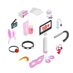Sex icons, isometric 3d style isolated on white