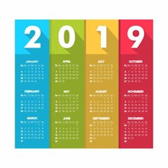the modern 2019 calendar is rich in color