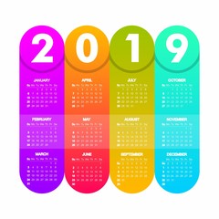 the modern 2019 calendar is rich in color