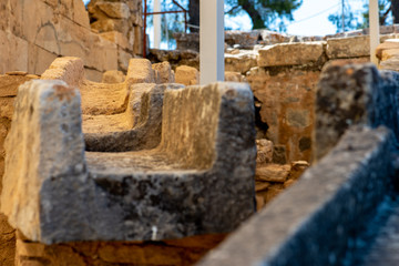 ancient water pipe at historical excavation