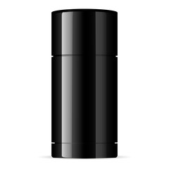 Glossy black deodorant antiperspirant packaging mockup for men. Container, isolated on white background. HQ EPS vector.