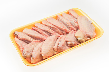 Fresh chicken wings in package
