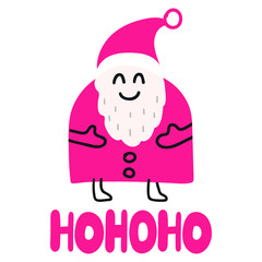 Naklejka premium Santa claus hohoho. Happy new year and christmas concept. Vector lettering hand drawn illustration for greeting card, stickers, t shirt, posters design.