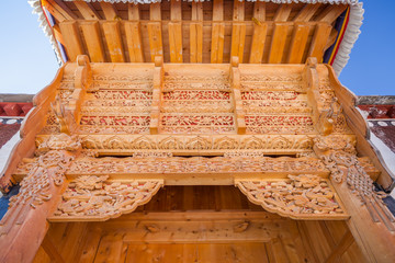 Architecture of tibetan buddhist Labrang Monastery in Xiahe, Gansu province, China. 