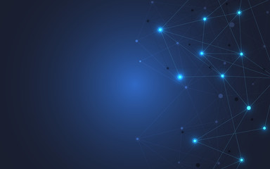 Internet connection. Geometric abstract background with connected dots and lines. Molecular structure and communication concept. Digital technology background and network connection.