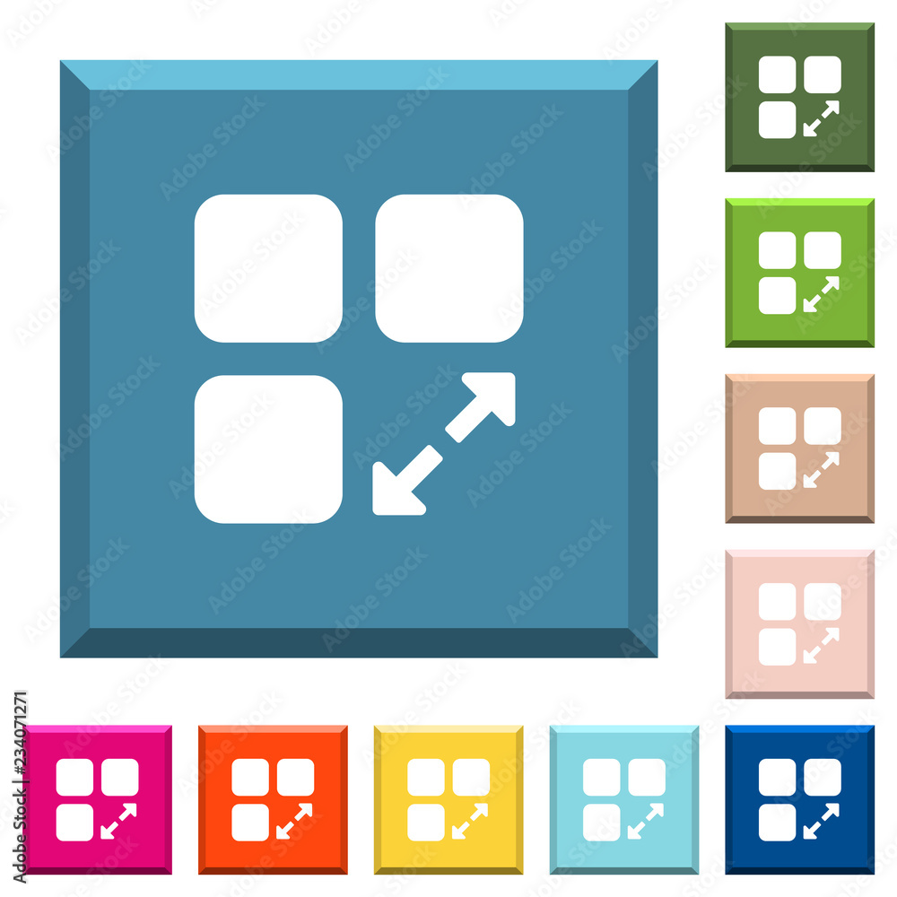 Poster extend component white icons on edged square buttons