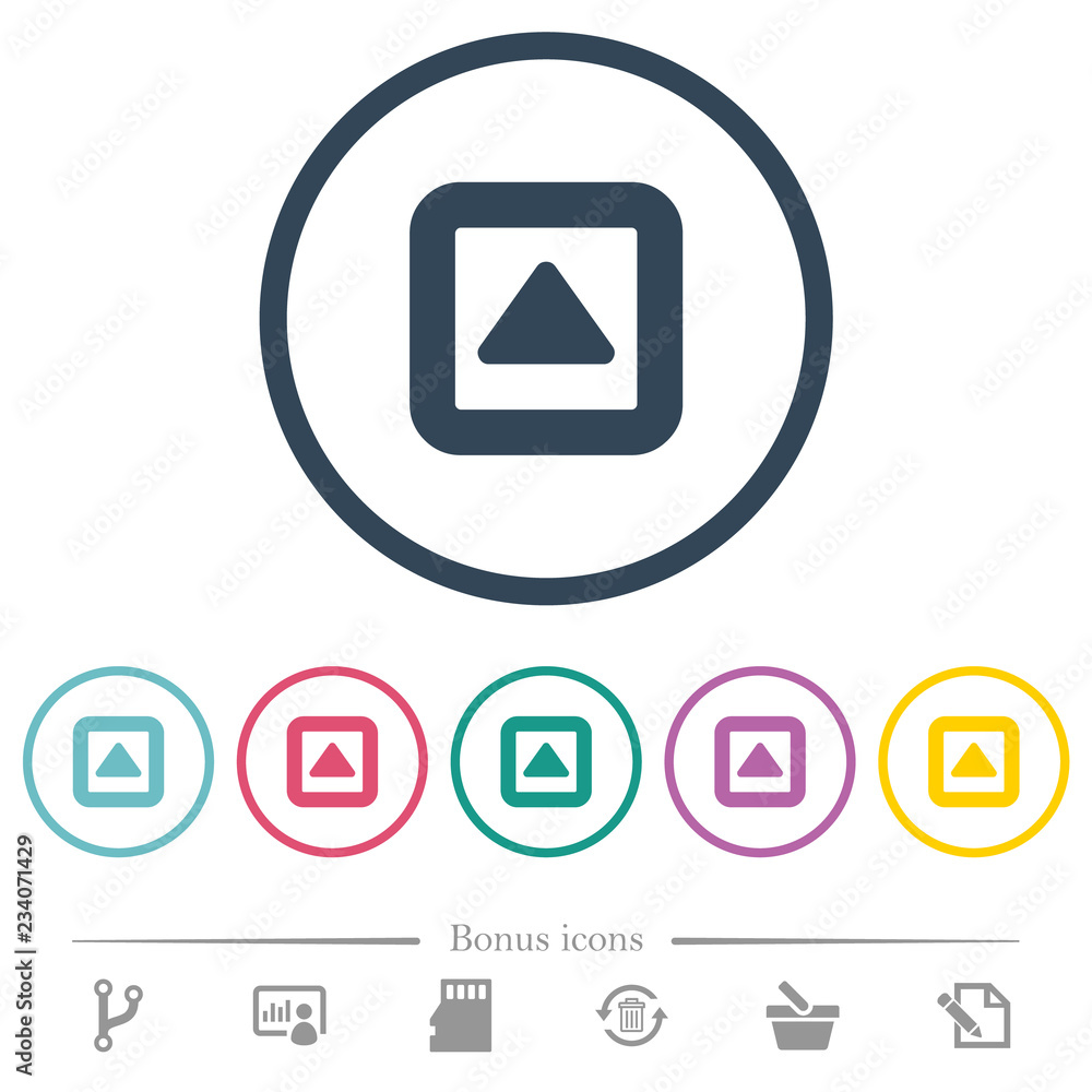 Poster toggle up flat color icons in round outlines