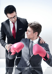 business colleagues are preparing to protect their business