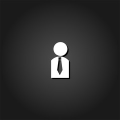 Businessman icon flat. Simple White pictogram on black background with shadow. Vector illustration symbol