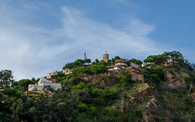 Fototapeta na wymiar San Juan castle, on top of the mountain, Blanes, Costa Brava. Panoramic view