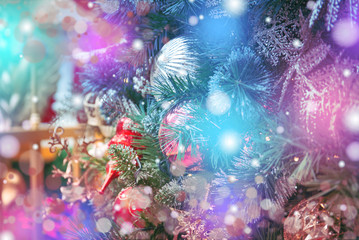 Obraz na płótnie Canvas Christmas decorations on boken light background