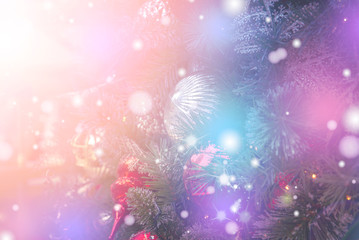Fototapeta na wymiar Christmas decorations on boken light background