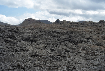 Volcanic landscape with lava rock formation, Lanzarote Island, Canary Islands, Spain